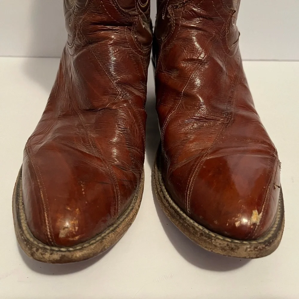 Men's Brown Style 08207 Leather Justin Cowboy Boots Sz 8.5 D